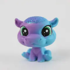 Littlest Pet Shop LPS Mini Hippo #10 Baby Glitter Purple Blue Cerulean Sparkle