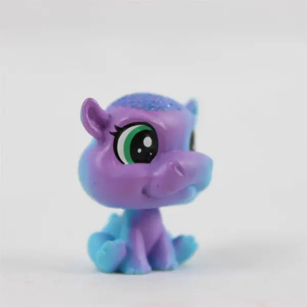 Littlest Pet Shop LPS Mini Hippo #10 Baby Glitter Purple Blue Cerulean Sparkle