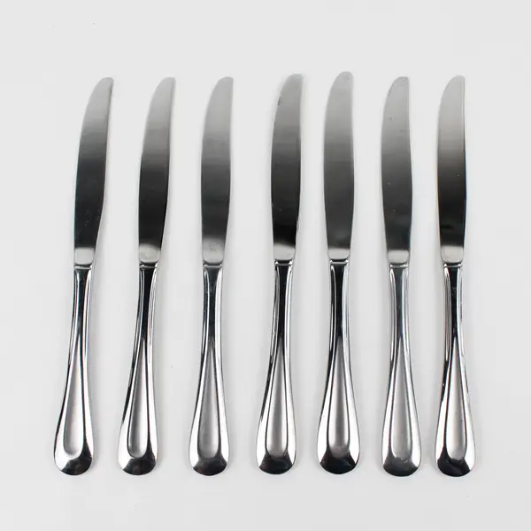 Lot of 7 Oneida Silver Satin Sand Dune Pattern SS Solid Dinner Knives 9.25" Good