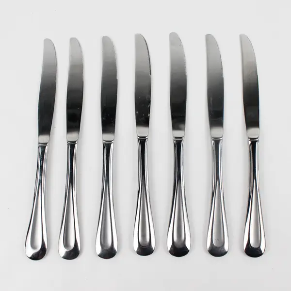 Lot of 7 Oneida Silver Satin Sand Dune Pattern SS Solid Dinner Knives 9.25" Good