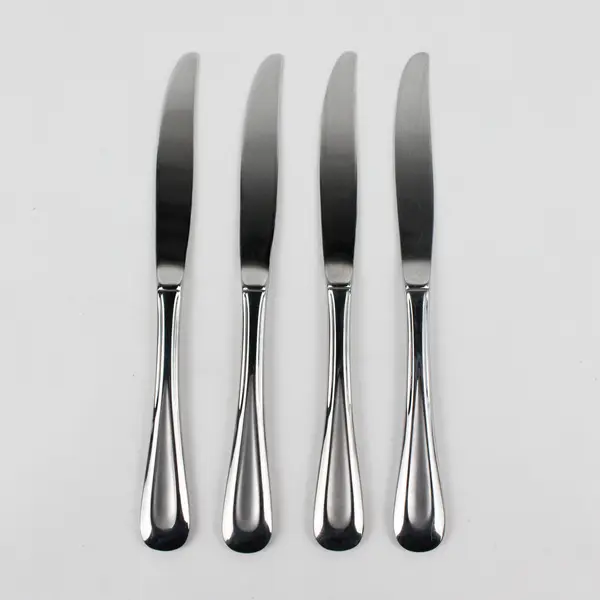 Lot of 4 Oneida Silver Satin Sand Dune Pattern SS Solid Dinner Knives 9.25" Good