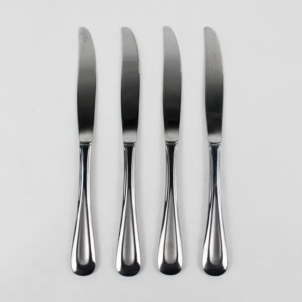 Lot of 4 Oneida Silver Satin Sand Dune Pattern SS Solid Dinner Knives 9.25" Good