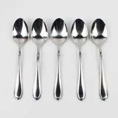 Lot of 5 Wallace Silver Summerset Pattern 18/8 SS Oval Soup Spoons 7" Good