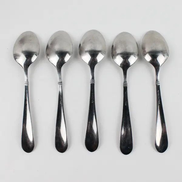 Lot of 5 Wallace Silver Summerset Pattern 18/8 SS Oval Soup Spoons 7" Good