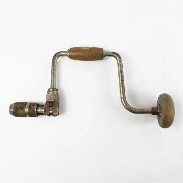 Vintage Ratcheting Hand Brace Bit Drill Wood Handles 13.5in WORKING