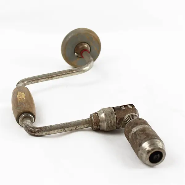 Vintage Ratcheting Hand Brace Bit Drill Wood Handles 13.5in WORKING