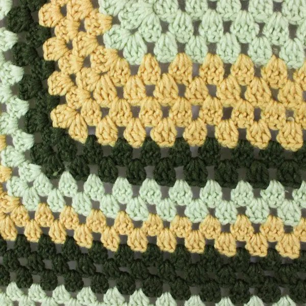 Handmade Green/Yellow Square Crochet Throw Blanket 70" x 70"