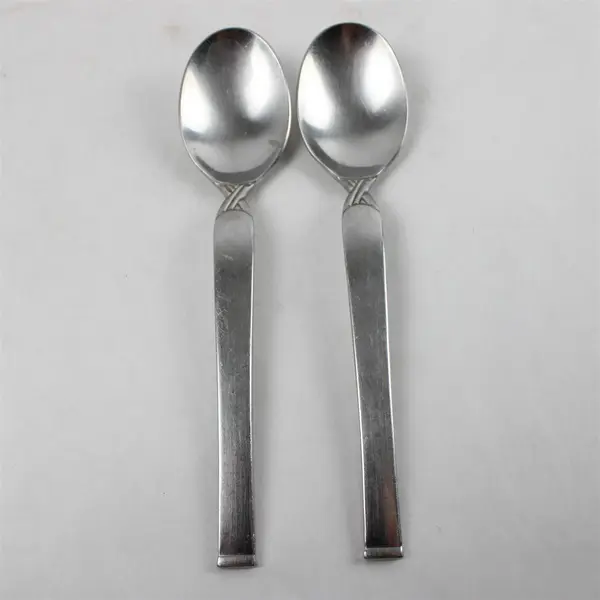 Set of 2 Oneida Simplicity Stainless Oval Soup Spoons