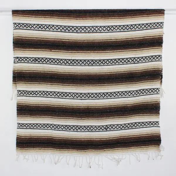 Haywin Textile Products Inc Brown/White/Black Falsa Mexican Blanket 51" x 74.5"