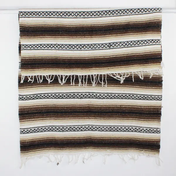 Haywin Textile Products Inc Brown/White/Black Falsa Mexican Blanket 51" x 74.5"