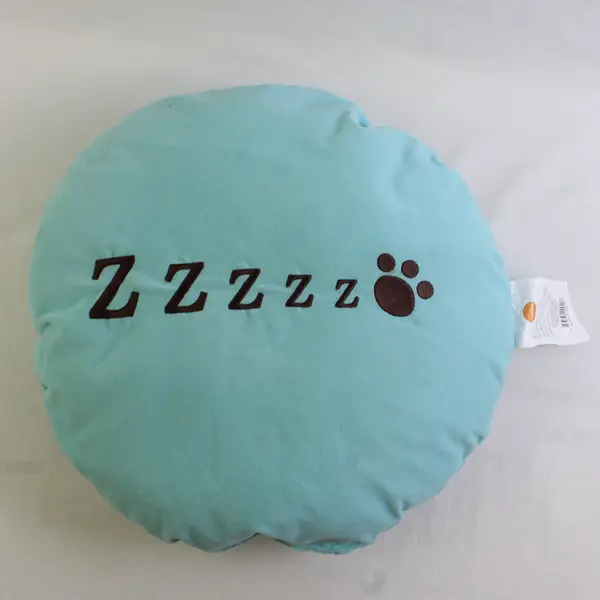 SimplyDog "Zzzzz" Embroidered Solid Blue Color Donut Dog Bed/Pillow 17"