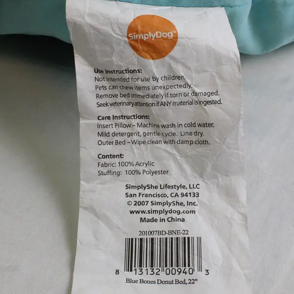 SimplyDog "Zzzzz" Embroidered Solid Blue Color Donut Dog Bed/Pillow 17"