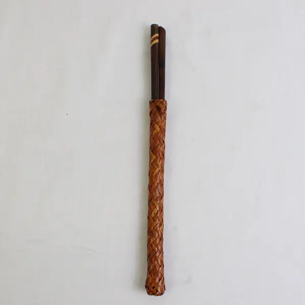 Lot OF 2 Handmade Wooden Chopsticks With Woven Rattan Holders