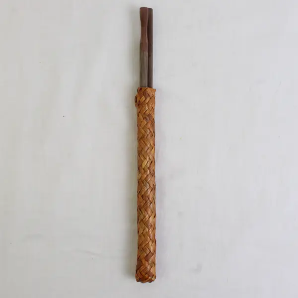 Lot OF 2 Handmade Wooden Chopsticks With Woven Rattan Holders