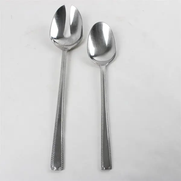 Lot of 2 Oneida Savory Stainless Pierced Tablespoon & Oval Soup Spoon