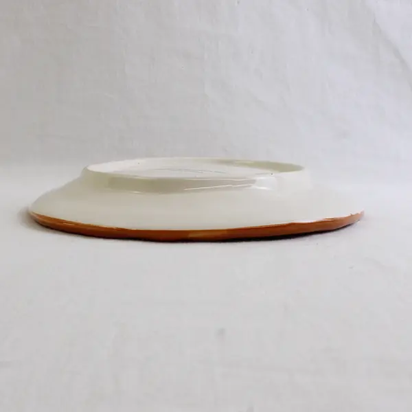 Unbranded Orange Cute Fox Pattern Decorative Round Ceramic Plate 8.25" Diameter