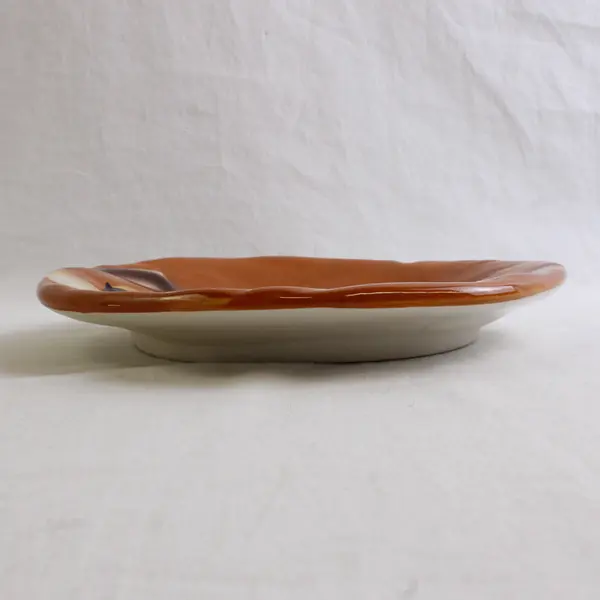 Unbranded Orange Cute Fox Pattern Decorative Round Ceramic Plate 8.25" Diameter