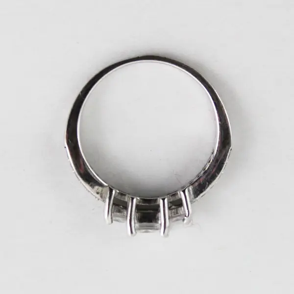 3-Stone Cubic Zirconia And Sterling Silver Ring Size 6