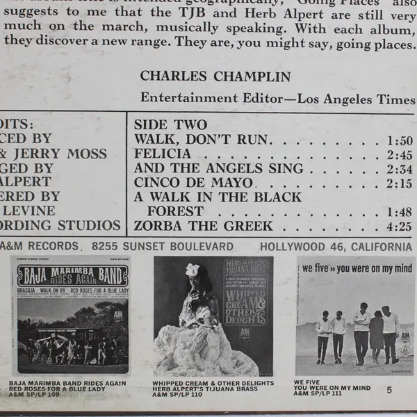 Herb Alpert And The Tijuana Brass Going Places 12" Vinyl Record