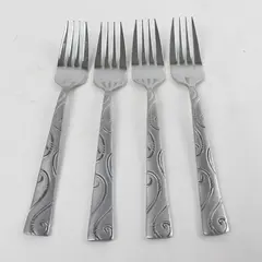 Set of 4 Oneida Twist Stainless Individual Salad Forks - 7in