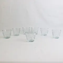 Lot Of 7 Unbranded Matched Clear Glass Floral Votive Candle Holders 2.5" Tall