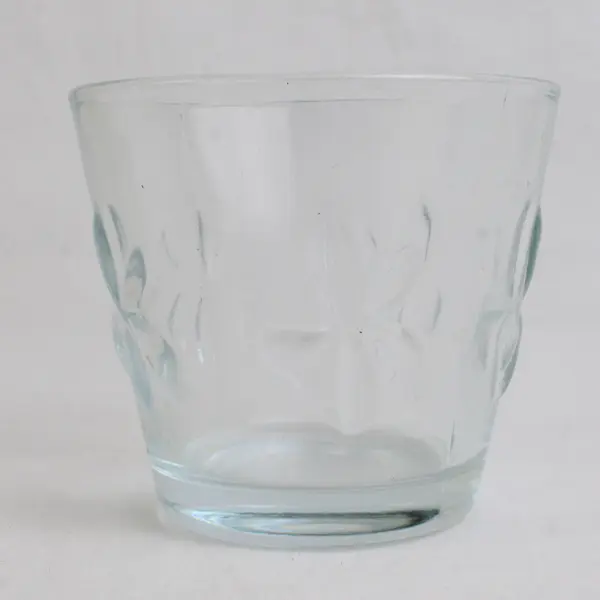 Lot Of 7 Unbranded Matched Clear Glass Floral Votive Candle Holders 2.5" Tall