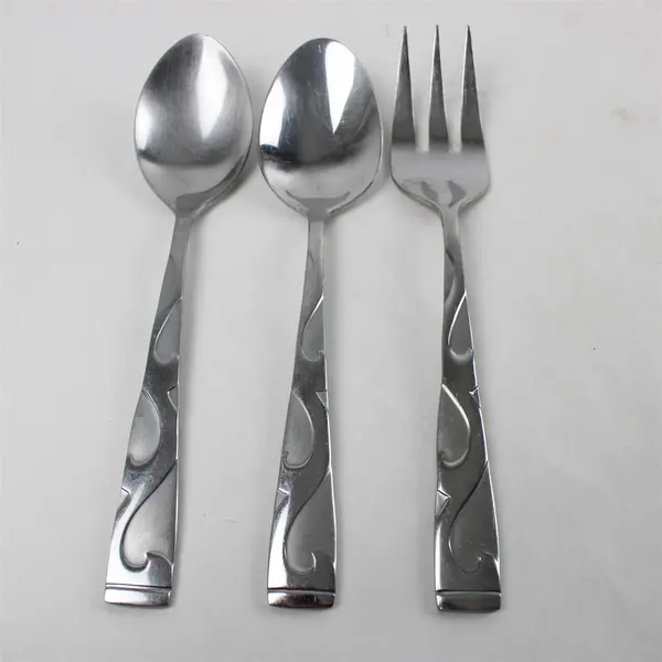 Lot of 3 Oneida Tuscany Stainless 2 Tablespoons + Solid Serving Fork