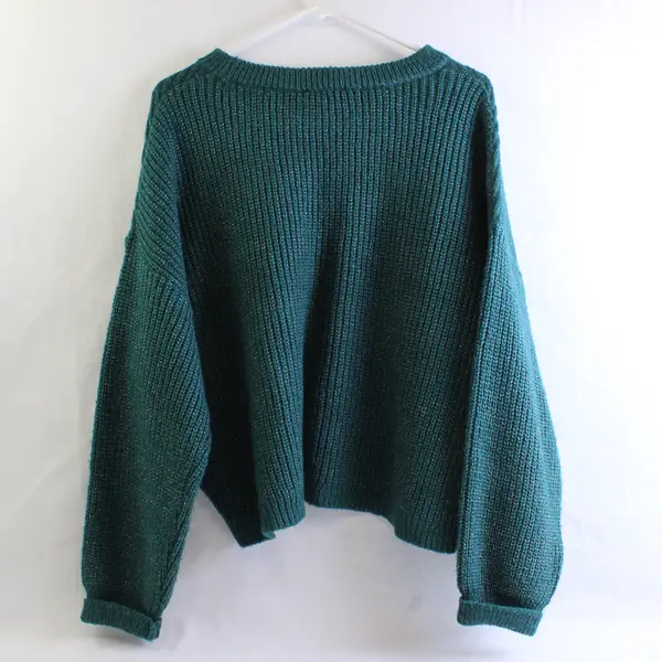 A. Byer Green Speckled White Long Sleeve Knitted Sweater Women's Size XL