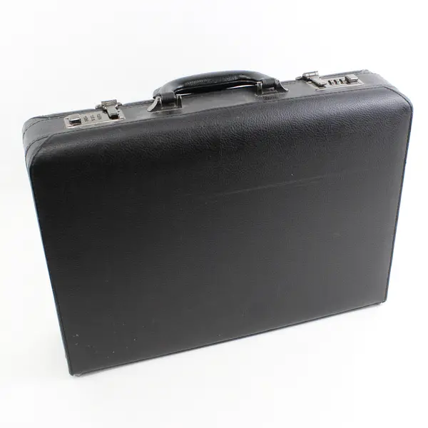 Bond Street Black Hard Sided Leather Briefcase With Combination Locks