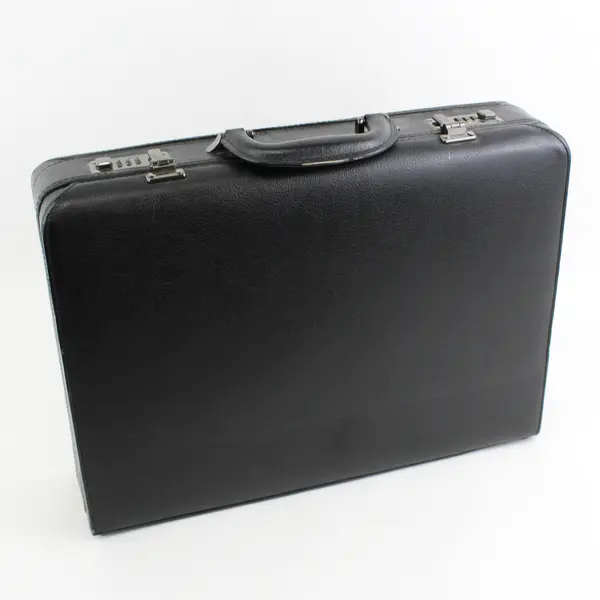 Bond Street Black Hard Sided Leather Briefcase With Combination Locks