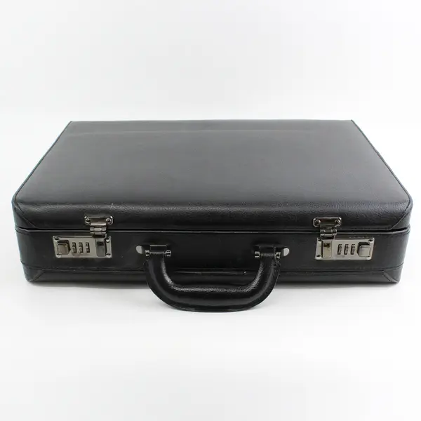 Bond Street Black Hard Sided Leather Briefcase With Combination Locks
