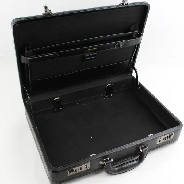 Bond Street Black Hard Sided Leather Briefcase With Combination Locks