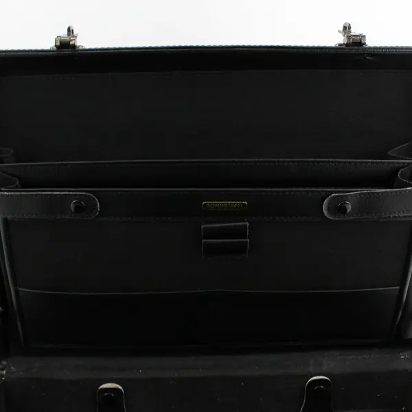 Bond Street Black Hard Sided Leather Briefcase With Combination Locks
