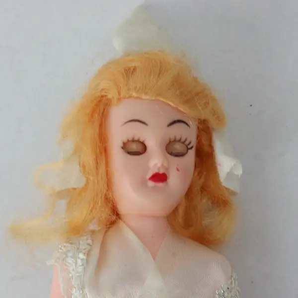 Vintage Dolls of the World Doll 7.5in Purple Dress Red Sash