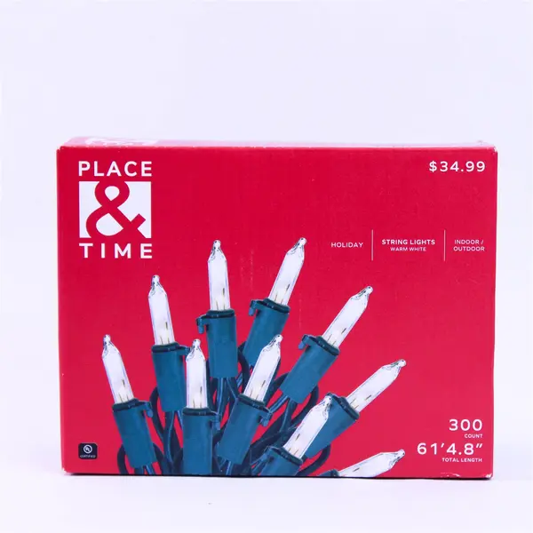 Place & Time Holiday 61ft 300 Warm White String Lights - Untested