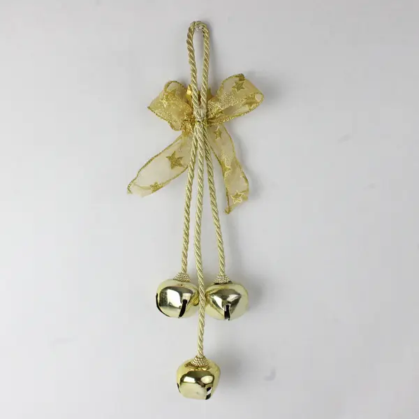 Golden Metal Jingle Bells Wall/Door Hanging Holiday Decor 
