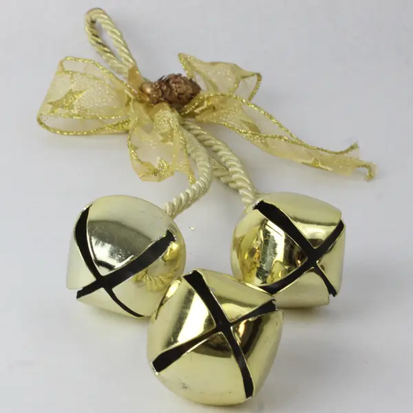 Golden Metal Jingle Bells Wall/Door Hanging Holiday Decor 