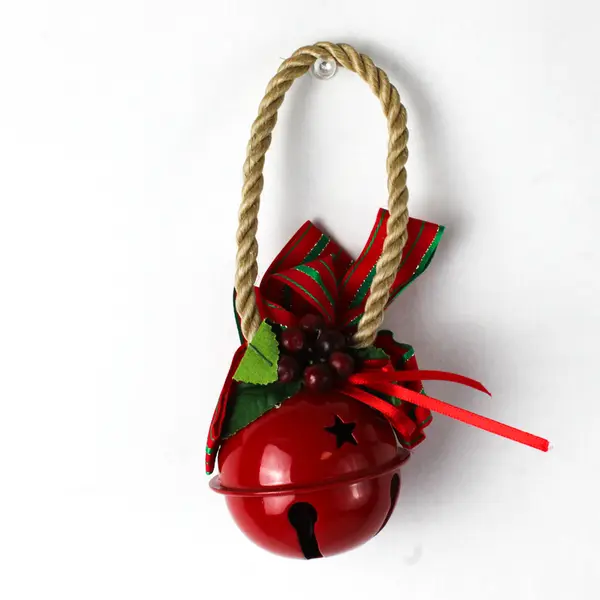 Red Door Knob Jingle Bell Rope with Christmas Bow Ornament Door Hanger