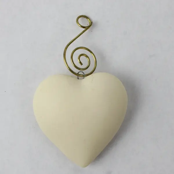 Solid Off-White Heart Ornament 2" Small Holiday Collectible