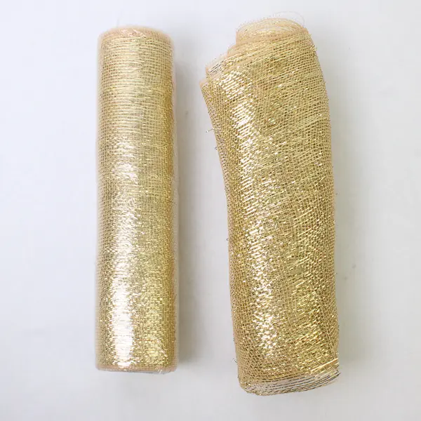 Set of 2 Gold Metallic Poly Mesh Rolls for Wreaths Bows Crafts