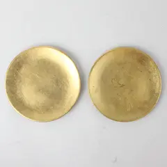 Set of 2 Gold Decorative Collector Plates Round 5in Vintage Display