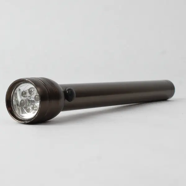 Brown LED Flashlight AA Battery Metal/Plastic Camping Hiking Torch