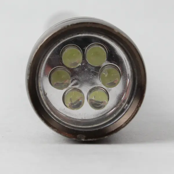 Brown LED Flashlight AA Battery Metal/Plastic Camping Hiking Torch