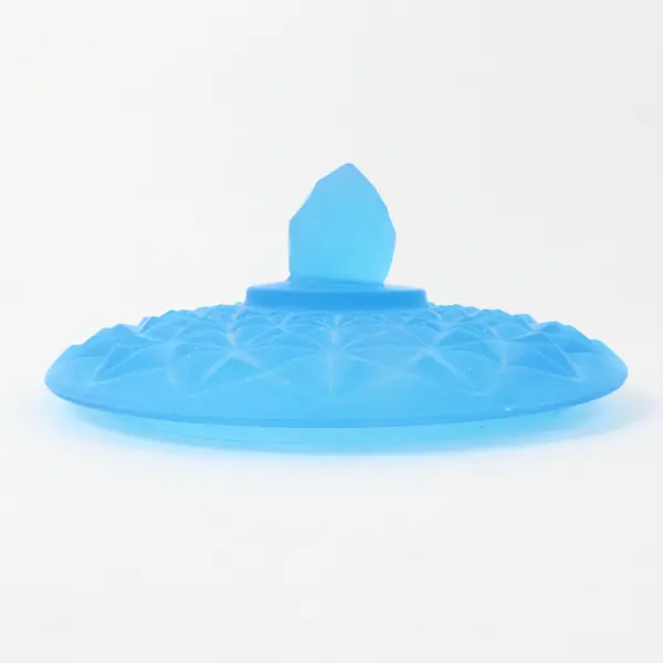 Indiana Glass Blue Satin Diamond Point Lid Vintage