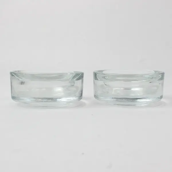 Set of 2 Clear Glass Votive Candle Holders 3in