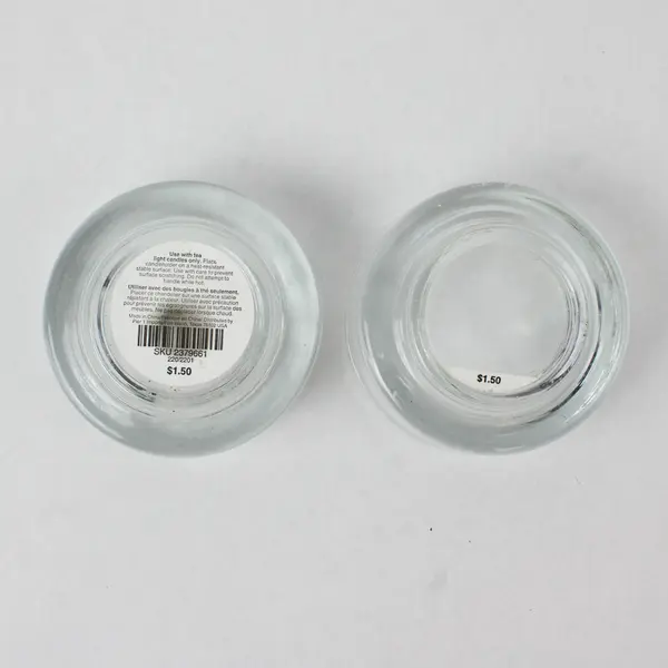 Set of 2 Clear Glass Votive Candle Holders 3in
