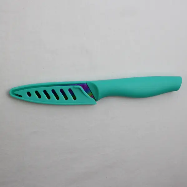 Marco Almond Rainbow Titanium 12-Piece Knife Set With Blade Guards (Teal Handle)