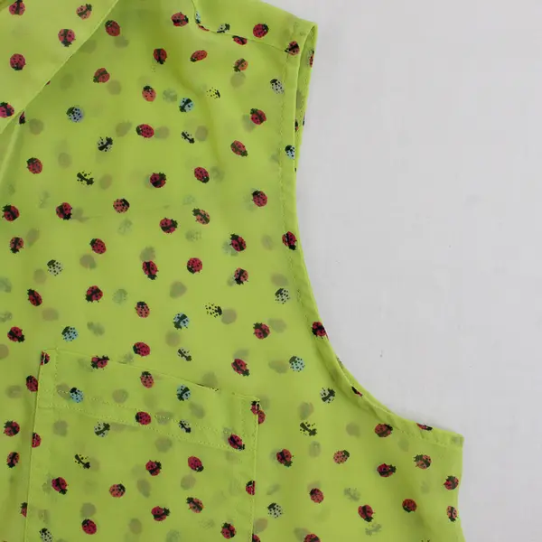Liz Claiborne Lime Green W/ Lady Bug Pattern Sleeveless Sheer Top Women's Size L