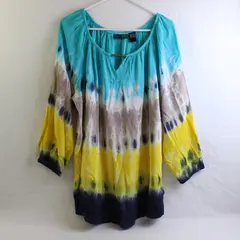 Jane Ashley Multicolor Tie Dye Quarter Length Sleeve Top Women's Size L