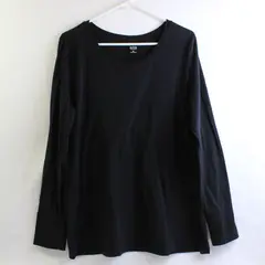 Ana Solid Black Color Long Sleeve T-Shirt Cotton/Modal/Spandex Women's Size XL